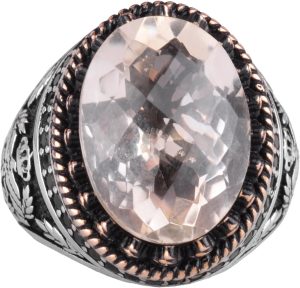 Gerçek Doğal Taş Yüzük - El Yapımı Kartal Yüzüğü - 925 Ayar Gümüş Yüzük (Sitrin) - Görsel 1