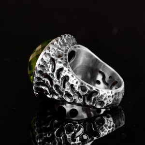 "Peridot Taş Yüzük, 925 Ayar Gümüş Erkek Yüzük" - Görsel 7