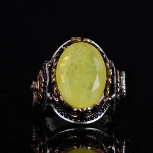 Leo Sembol Yüzüğü, Sarı Paraiba Taşlı Yüzük, 925 Ayar Gümüş Yüzük, Hayvan Gümüş Yüzük - Görsel 3