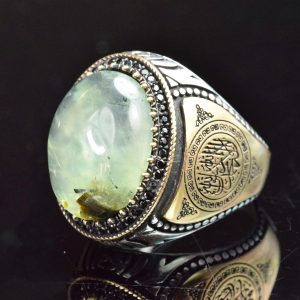 Gerçek Doğal Jade Prehnite Taş Yüzük, 16.95 Karat, 925 Ayar Gümüş Yüzük, Taş Gümüş Yüzük - Görsel 3