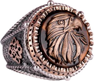 Kaplan Gözü Gümüş Yüzük, Sembolik Yüzük, 925 Ayar Gümüş Yüzük - Görsel 1