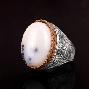 Gerçek Doğal Yemen Akik Taşı Yüzük, Erkekler İçin Gümüş Yüzük - Görsel 4