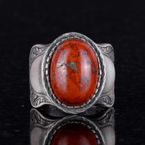 Doğal Taş Yüzük, 925 Ayar Gümüş Yüzük, (Kan Taşı) - Görsel 4