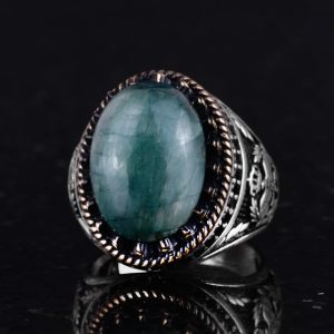 925 Ayar Gümüş Yüzük, Yapay Taş Yüzük, Kartal Sembolü Yüzük, El Yapımı Yüzük (Yapay Zümrüt) - Görsel 6