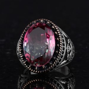 925 Ayar Gümüş Yüzük, Yapay Taş Yüzük, Kartal Sembol Yüzüğü, El Yapımı Yüzük (Yapay florit) - Görsel 6