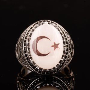 925 Ayar Gümüş Erkek Yüzük, Malcolm X Yüzüğü, Yıldız ve Hilal Yüzüğü - Görsel 5