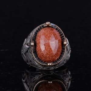 925 Ayar Gümüş Yüzükler Premium Yapay Taşlarla (Yapılmış Kahverengi Güneş Taşı) - Görsel 2