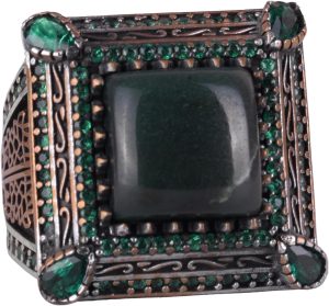 925 Ayar Gümüş Erkek Yüzük - Gerçek Doğal Malakit Taşı ile Lüks ve Farklı Tasarım (Kan Taşı) - Görsel 1