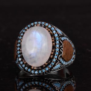 Gerçek Doğal Taş Yüzük - El Yapımı 925 Ayar Gümüş Yüzük (Ay Taşı) - Görsel 6