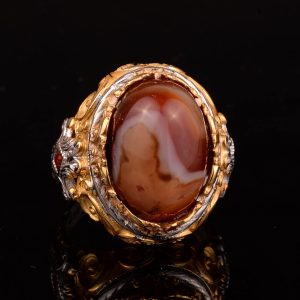 Gerçek Doğal Ağaç Taşlı Erkek Yüzük, 925 Ayar Gümüş Yüzük - Görsel 5