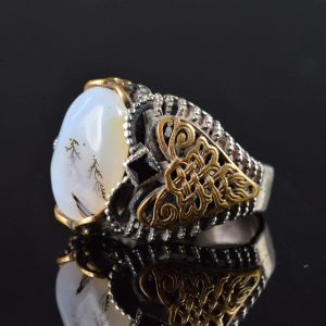 El yapımı Yemeni Akik Yüzük, 925 Ayar Gümüş Erkek Yüzük, Doğal Şifa Taşı - Görsel 3