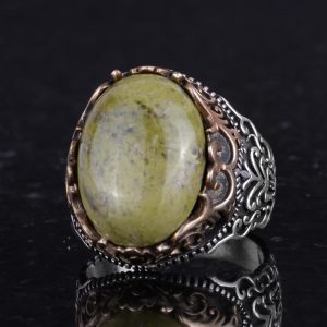 Gerçek Doğal Taş El Yapımı Yüzük - 925 Ayar Gümüş El Yapımı Yüzük - Şık Eşsiz Yüzük (Unakit) - Görsel 6