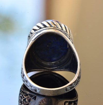 Gerçek Lapis Lazuli Taşı, El Yapımı Yüzük, Gümüş Erkek Yüzüğü - Görsel 5