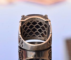 Gerçek Mavi Safir Dikdörtgen Taş Yüzük, 15.45 Karat, İslami Yüzük, 925 Ayar Gümüş Erkek Yüzük - Görsel 8