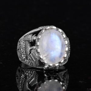 925 Ayar Sert Gümüş Erkek Yüzük, Aydınlatma Taşı Yüzüğü, El Yapımı Şıklık - Görsel 5