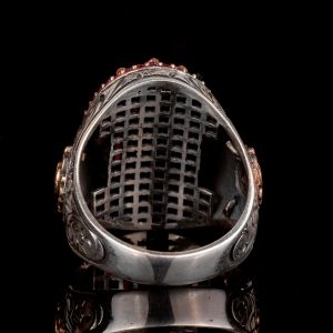 925 Ayar Gümüş Erkek Yüzük Doğal Granat Taşı - El Yapımı İfadesel Yüzük - Görsel 8