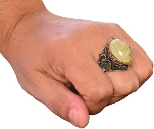 925 Ayar Gümüş Erkek Yüzük, Doğal Prehnit Taşı ile, Osmanlı Tarzı Yüzük, Yeşil Prehnit Taş - Görsel 7