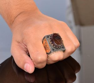 Doğal Akik Taşlı Yüzük - İslami Hediye, Sterlin Gümüş Erkek Yüzüğü - Görsel 7