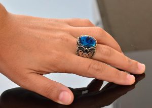 Doğal İnci Renkli Taş Yüzük, Gümüş Yüzük Erkekler İçin, Doğum Taşı Yüzüğü Erkekler İçin - Görsel 6