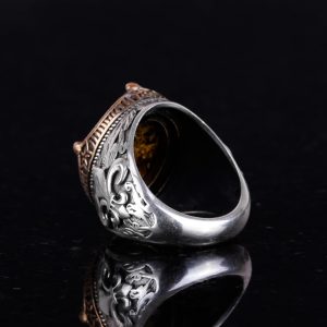 925K Gümüş İşçilikli Erkek Yüzük - Çeşitli Doğal Taşlarla Mevcut (Bronzit) - Görsel 6