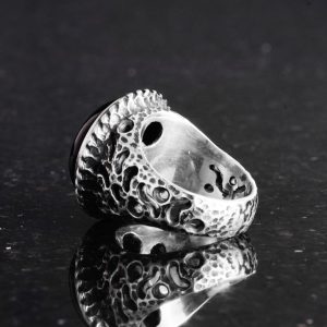 Gerçek Doğal Taş Yüzük - 925 Ayar Katı Gümüş Erkek Yüzüğü Oniks ile - Görsel 5