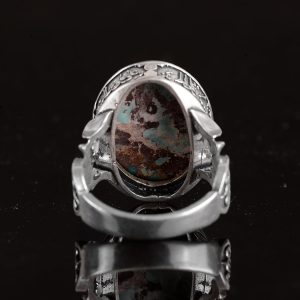 El Yapımı Doğal Arizona Turkuaz Taş Yüzük - 925 Ayar Gümüş Yüzük Erkekler İçin - Stil-4 - Görsel 7