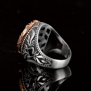 Mistik Topaz Yapay Taş, 925 Ayar Gümüş Erkek Yüzük, El Yapımı Erkek Yüzüğü - Görsel 5