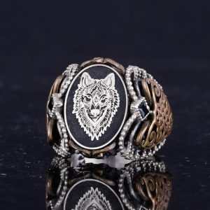 Sterling Gümüş Desenli Yüzük, Amblem - Zarif Kültürel Tasarım (Kurt Başı) - Görsel 6