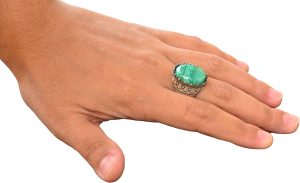 Doğal Malakit Doğal Taş Yüzük - 925 Ayar Gümüş Malakit Yüzük - Görsel 6