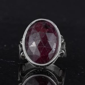 Erkek İslami Yüzük, Kırmızı Safir Taşı ile El Yapımı 925 Ayar Gümüş Takı - Tutku, Koruma ve Ruhsallığın Sembolü - Görsel 4