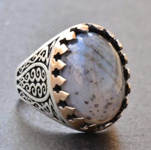 Erkekler için Düz 925 Ayar Gümüş Yüzük Gerçek Doğal Bej Ağaç Taşı Değerli Taş Yüzük Vintage Tasarım Değerli Taş Takı Erkek Gümüş Yüzük Başak Burcu Takı Hediye Olarak Ağaç Taşı Sembolik Takı - Görsel 3