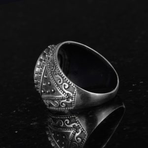 Gerçek Doğal Taş Yüzük, 925 Ayar Katı Gümüş Erkek Yüzüğü (Ametist) - Görsel 6