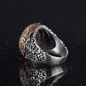 Gerçek Doğal Taş El Yapımı Yüzük - 925 Ayar Gümüş El Yapımı Yüzük - Şık Eşsiz Yüzük (Unakit) - Görsel 7