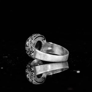 925 Ayar Gümüş Erkek Yüzük - Doğal Yıldız Granat Taşı ile El Yapımı Kalp Deseni - Görsel 7