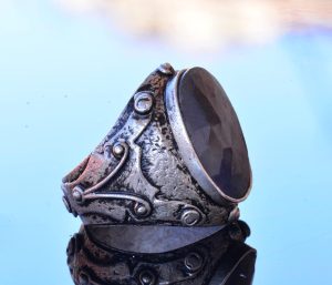 El Yapımı Doğal Safir Taşlı Yüzük, Ayar Gümüş Erkek Yüzüğü - Bilgelik ve Krallığın Sembolü - Görsel 4