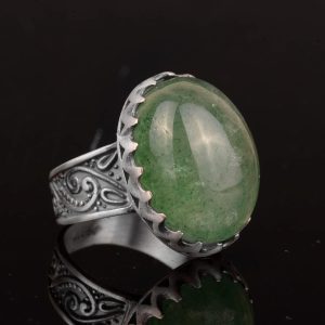 Gerçek Doğal Şeffaf Zümrüt Taşlı Erkek Yüzük, Vintage Yüzük, 925 Ayar Gümüş Yüzük - Görsel 5