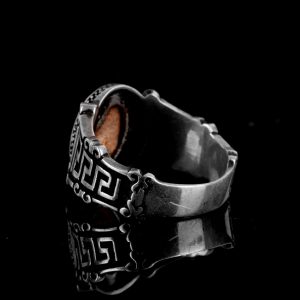 Gerçek Doğal Arizona Turkuaz Taş Yüzük, 925 Ayar Gümüş Erkek Yüzük (Model-1) - Görsel 6