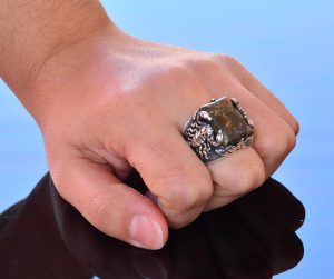 Gerçek Doğal Unakite Taş Yüzük, Akrep Yüzüğü, 925 Ayar Gümüş Yüzük - Görsel 7