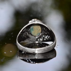 Gerçek Doğal Arizona Turkuaz Taşlı Erkek Yüzük, El Yapımı Mini Yüzük, 925 Ayar Gümüş Erkek Yüzüğü (Stil-1) - Görsel 4