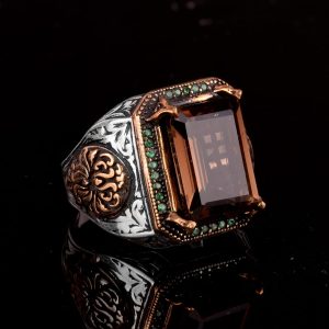 Gerçek Doğal Dumanlı Kuvars Taşlı Yüzük, Gümüş Taşlı Yüzük, 925 Gümüş Yüzük - Görsel 4