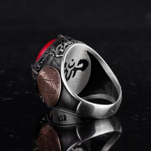 Yıldız ve Hilal Desenli Yüzük - El Yapımı Yüzük - 925 Ayar Gümüş Erkek Yüzüğü - Görsel 7