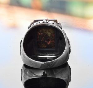 Gerçek Doğal Unakite Taş Yüzük, Akrep Yüzüğü, 925 Ayar Gümüş Yüzük - Görsel 8