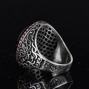 925K Katı Sterlin Gümüş Erkek Yüzük, Doğal Oniks Taşlı Yüzük - Görsel 7