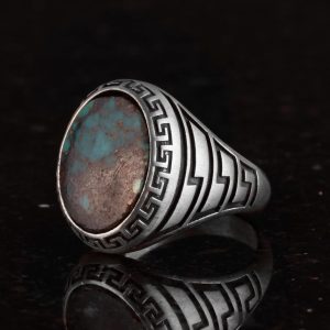 Gerçek Arizona Turkuaz Taş Yüzük, 925 Ayar Gümüş Erkek Yüzüğü - Görsel 5