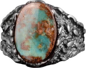 Gerçek Doğal Arizona Turkuaz Taş Yüzük, Erkekler İçin Hediye, 925 Ayar Gümüş Yüzük, Minimalist Yüzük (Stil-17)