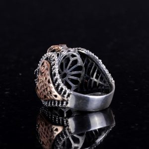 Yeşil Kan Taşı, 925K Sert Gümüş Erkek Yüzük, El Yapımı Zarafet - Görsel 5