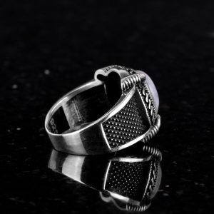 Gerçek Doğal Aytaşı Yüzük, Sterlin Gümüş Erkek Yüzüğü, Kartal Pençesi Tasarımı - Görsel 6