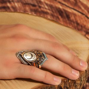 Okçuluk Yüzüğü, Ok Fırlatma Yüzüğü, Başparmak Yüzüğü, Gümüş Erkek Bizans İmparatorluğu Yüzüğü (Falcon1245) - Görsel 5