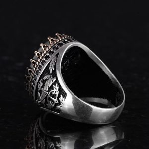 Gerçek Doğal Taş Yüzük - El Yapımı Kartal Yüzük - 925 Ayar Gümüş Yüzük (Prehnit) - Görsel 7