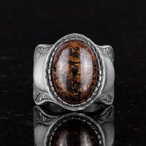 Doğal Taş Yüzük, 925 Ayar Saf Gümüş Yüzük, Bronzit - Görsel 5